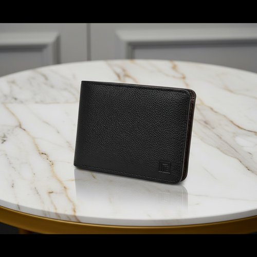 Black leather wallet on a white background