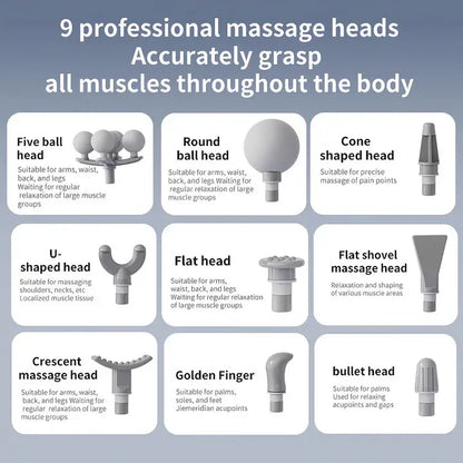 Multi-head massage gun|Deep tissue massager|Percussion muscle massager
|Post workout recovery gun|Athlete muscle massager|Muscle soreness relief tool|Portable percussion massager|